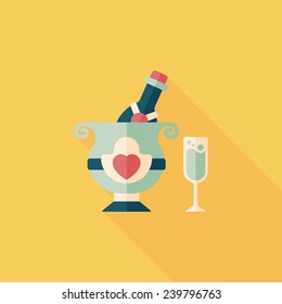 wedding champagne flat icon with long shadow,eps10