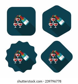 wedding champagne flat icon with long shadow,eps10