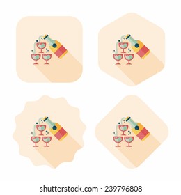 wedding champagne flat icon with long shadow,eps10