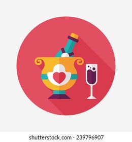 wedding champagne flat icon with long shadow,eps10