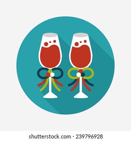 wedding champagne flat icon with long shadow,eps10