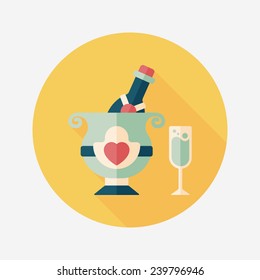wedding champagne flat icon with long shadow,eps10