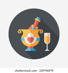 wedding champagne flat icon with long shadow,eps10