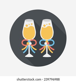wedding champagne flat icon with long shadow,eps10