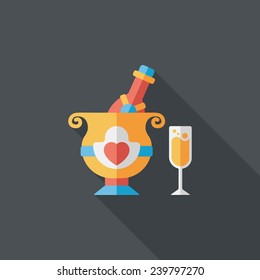 wedding champagne flat icon with long shadow,eps10