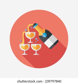 wedding champagne flat icon with long shadow,eps10