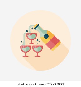 wedding champagne flat icon with long shadow,eps10