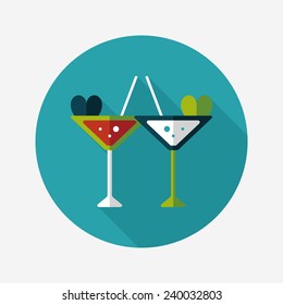 wedding champagne flat icon with long shadow,eps10