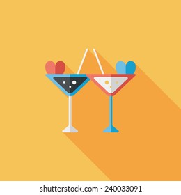 wedding champagne flat icon with long shadow,eps10