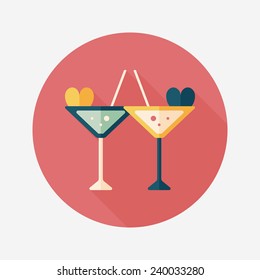 wedding champagne flat icon with long shadow,eps10