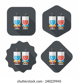 wedding champagne flat icon with long shadow,eps10