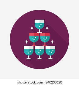 wedding champagne flat icon with long shadow,eps10
