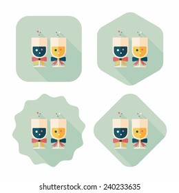wedding champagne flat icon with long shadow,eps10