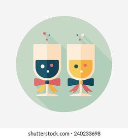 wedding champagne flat icon with long shadow,eps10