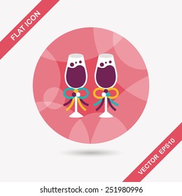 wedding champagne flat icon with long shadow,eps10