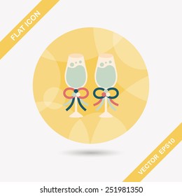 wedding champagne flat icon with long shadow,eps10