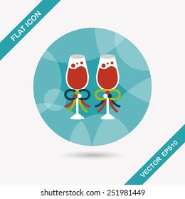 wedding champagne flat icon with long shadow,eps10