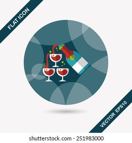 wedding champagne flat icon with long shadow,eps10