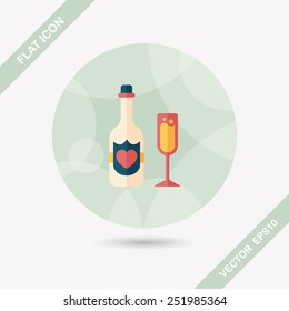 wedding champagne flat icon with long shadow,eps10