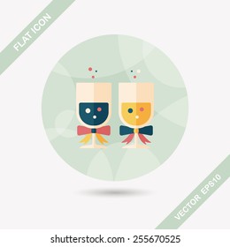 wedding champagne flat icon with long shadow,eps10