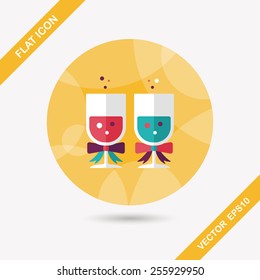 wedding champagne flat icon with long shadow,eps10