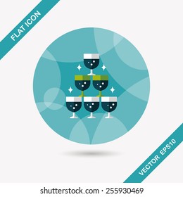 wedding champagne flat icon with long shadow,eps10