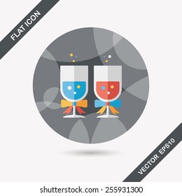 wedding champagne flat icon with long shadow,eps10