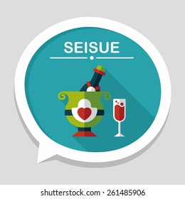 wedding champagne flat icon with long shadow,eps10