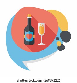 wedding champagne flat icon with long shadow,eps10