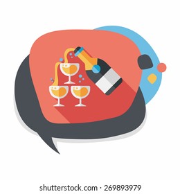 wedding champagne flat icon with long shadow,eps10