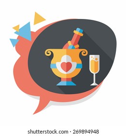 wedding champagne flat icon with long shadow,eps10