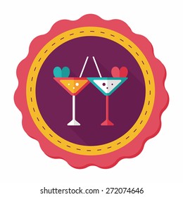 wedding champagne flat icon with long shadow,eps10