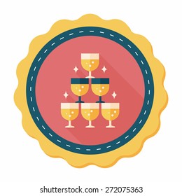 wedding champagne flat icon with long shadow,eps10