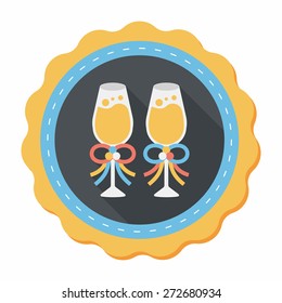 wedding champagne flat icon with long shadow,eps10