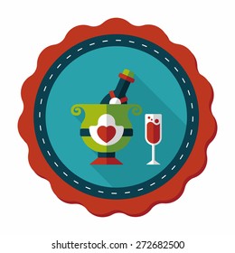 wedding champagne flat icon with long shadow,eps10