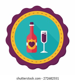 wedding champagne flat icon with long shadow,eps10
