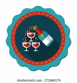 wedding champagne flat icon with long shadow,eps10