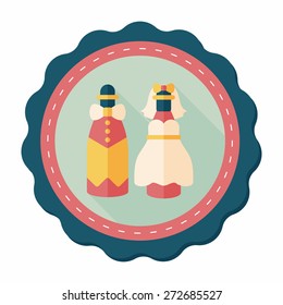 wedding champagne flat icon with long shadow,eps10