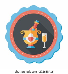 wedding champagne flat icon with long shadow,eps10