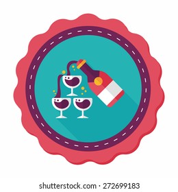 wedding champagne flat icon with long shadow,eps10