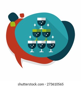 wedding champagne flat icon with long shadow,eps10