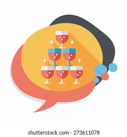 wedding champagne flat icon with long shadow,eps10