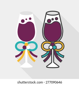 wedding champagne flat icon with long shadow, line icon