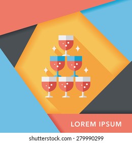 wedding champagne flat icon with long shadow,eps10