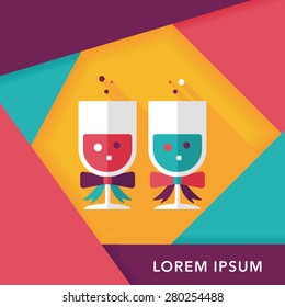 wedding champagne flat icon with long shadow,eps10