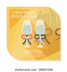 wedding champagne flat icon with long shadow,eps10