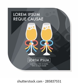 wedding champagne flat icon with long shadow,eps10