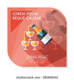 wedding champagne flat icon with long shadow,eps10