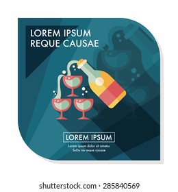 wedding champagne flat icon with long shadow,eps10