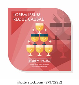 wedding champagne flat icon with long shadow,eps10